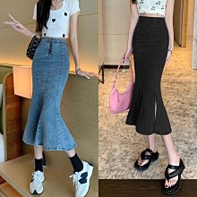 魚尾裙 洋裝 連身裙 裙子2023春秋新款復古不規則荷葉邊中長款半身裙包臀魚尾裙一步裙 歷史價格詳細信息