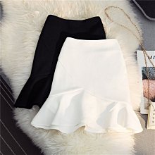 2023春夏新款高腰荷葉邊魚尾裙學生顯瘦a字半身裙胖mm包臀短裙女 歷史價格詳細信息