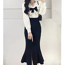 魚尾裙 洋裝 連身裙 裙子大碼裙子針織半身裙女秋冬2022新款韓版中長款高腰木耳邊a字魚尾 歷史價格詳細信息