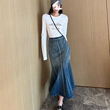 魚尾裙 洋裝 連身裙 裙子中長款開叉半身裙女春秋新款大碼胖mm設計感高腰包臀A字魚尾裙子 歷史價格詳細信息