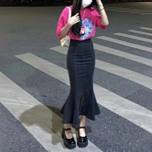 魚尾裙 洋裝 連身裙 裙子高腰不規則半身裙女設計感小眾夏季2023新款中長款魚尾裙子 歷史價格詳細信息