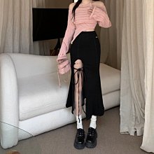 魚尾裙 洋裝 連身裙 裙子開叉半身裙小個子荷葉邊下擺春秋季高腰彈力修身包臀魚尾牛仔裙女 歷史價格詳細信息