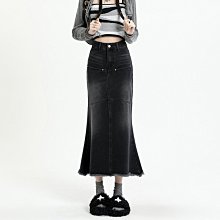 魚尾裙女2023年春季新款高腰顯瘦中長款開叉包臀裙黑色半身長裙子-哈囉好物 歷史價格詳細信息