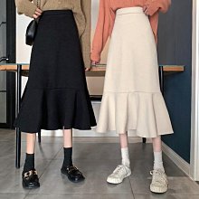 魚尾裙 洋裝 連身裙 裙子大碼裙子針織半身裙女秋冬2022新款韓版中長款高腰木耳邊a字魚尾 歷史價格詳細信息