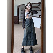 辣妹側開叉牛仔半身裙女2024夏季新款韓版復古設計感高腰A字裙子 歷史價格詳細信息