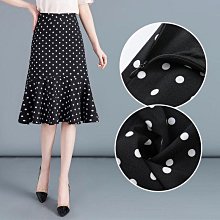 波點魚尾半身裙女夏季薄款冰絲雪紡包臀裙子垂感高腰2024中長新款-KBY科貝 歷史價格詳細信息