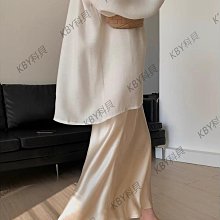 醋酸緞面半身裙女夏季透氣高腰系帶垂墜氣質中長款裙子╭☆ Queen☆like* 嚴選女裝 #40557 歷史價格詳細信息