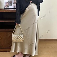 緞面醋酸絲滑半身裙女夏季薄款高腰顯瘦包臀魚尾冰絲中長款A字裙-KBY科貝 歷史價格詳細信息