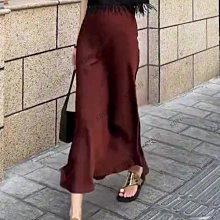 緞面醋酸絲滑半身裙女夏季薄款高腰顯瘦包臀魚尾冰絲中長款A字裙-KBY科貝 歷史價格詳細信息