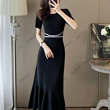 黑色針織連衣裙女寬松庶肚打底裙秋冬大碼內搭毛衣裙過膝長裙子超長裙-雅閣精品 歷史價格詳細信息