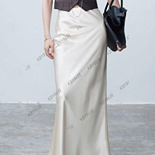 高級感醋酸冰絲包臀半身裙女士2024夏季新款時尚小個子職業魚尾裙-kby科貝 歷史價格詳細信息