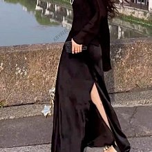 黑色醋酸魚尾裙女2024新款夏季國風冰絲包臀收腰緞面中長款半身裙-KBY科貝 歷史價格詳細信息