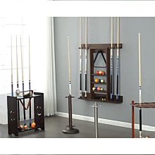 壁掛式撞球桿架球房6孔8孔球桿桿架實木質靠桿器撞球用品配件 歷史價格詳細信息