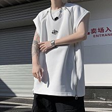 拉鏈坎肩背心男ins潮牌運動無袖t恤痞帥馬甲汗衫男生鏤空寬松型機能背心-雅怡尚品 歷史價格詳細信息
