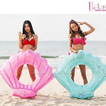 ☆[Hankaro]☆ 夏日戲水貝殼造型內含亮片充氣泳圈 歷史價格詳細信息