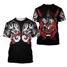 3d武士圖案男士t恤日本原宿復古衣服時尚o領超大t恤嘻哈潮流短袖上衣【滿299元發貨】 歷史價格詳細信息