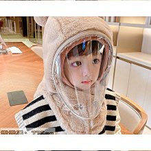 寶寶帽子冬騎行保暖毛絨帽男女童防護面罩兒童圍巾手套一體帽防風 歷史價格詳細信息