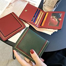 ins小眾錢包女短款學生韓版簡約森系小清新純色百搭折疊零錢卡夾~特價 歷史價格詳細信息