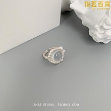 月光石戒指女款天然s925純銀藍光日韓戒指復古尾戒情侶學生日禮物 歷史價格詳細信息