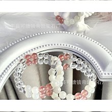 【締造】天然粉晶水晶手鍊女白瑪瑙桃花和田玉串珠手串福牌新中式女友禮物 歷史價格詳細信息