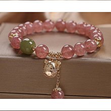 額達粉晶草莓晶貔貅雙圈手串招財招桃花小清新學生閨蜜可愛禮物手錬女 歷史價格詳細信息