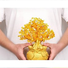 【締造】黃水晶發財樹擺件黃金色搖錢樹黃色金錢樹客廳開業裝飾禮品吉祥物 歷史價格詳細信息