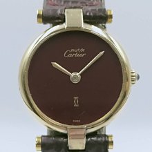 【發條盒子H1805】CARTIER 卡地亞 must de系列 酒紅面石英 925純銀鍍金  經典女錶 價格比較,價格查詢,歷史價格詳細信息