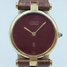 Cartier 卡地亞 經典 純牛皮 酒紅色 雙馬鞍包 肩背包 名牌精品包 二手真品 有 LV CHANEL 歷史價格詳細信息