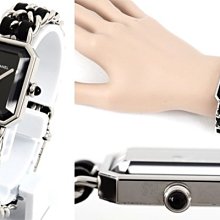 Chanel Premiere Rocks皮革交織18K金鍊帶八角形鏡面石英錶(黑X金-M) 歷史價格詳細信息