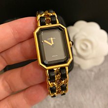 Chanel Premiere Rocks皮革交織18K金鍊帶八角形鏡面石英錶(黑X金-M) 歷史價格詳細信息