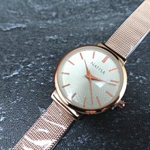 簡約西班牙nafisa百搭韓風時尚都會風格優雅銀色錶殼清晰簡約石英錶～棕色錶帶～日本機心 歷史價格詳細信息