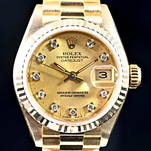 勞力士 rolex 69173 原裝電腦十鑽面盤 18k金錶 26mm 歷史價格詳細信息