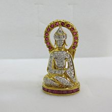 **二手** 750 / 18K黃K金 佛像墜子 天然真鑽約45顆 紅寶石8顆 #6003 歷史價格詳細信息