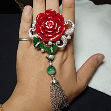 花開富貴翡翠手牌(已編織) 裸石尺寸長37.7*15.2*11.8裸石種老玉質細膩揭 翡翠 飾品 收藏【二手】【微淵古董】-4273 歷史價格詳細信息