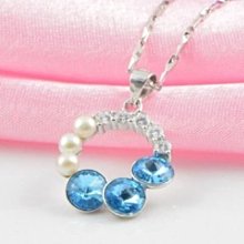 時尚鑲鑽銀色雙圈圓形項鏈 歷史價格詳細信息