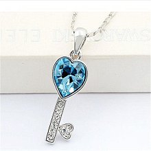 心型水晶吊墜 海洋之心項鍊 愛心水晶頸鍊 愛心項鍊 鎖骨鍊 氣質時尚 歷史價格詳細信息