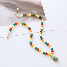 『超夯』天然瑪瑙長命鎖吊墜項鏈 復古小眾設計平安鎖串珠毛衣鏈女生男女飾品流行飾品~RB11667  悅家 歷史價格詳細信息