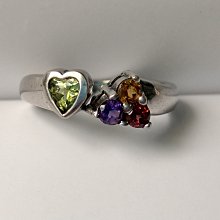 【開運如意閣】造型水晶戒指-鑲A級晶透黃水晶.紫水.紅石榴-銀K-國際圍12內徑17.5mm-正面最寬約11mm(2盒7) 歷史價格詳細信息