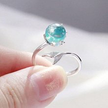 人魚泡沫戒指全館現貨 帶鑽款  開口戒 魚尾指環 甜美 超優質 仙女 ins 極光 月光石 食指戒 戒指 女 S26-滿599免運 歷史價格詳細信息