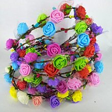 新娘頭飾伴娘花童頭飾發飾海邊度假花環玫瑰花 發箍【E-668】現貨 韓式花朵頭飾 節日旅遊景區 PE花環頭飾 熱賣 仿真 歷史價格詳細信息