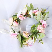 森林系仿真藍紫色滿天星永生花繽紛紫色調花葉細藤綁帶花環 新娘婚拍 自助婚紗兒童寫真拍照 現貨 紫色預購非現貨 歷史價格詳細信息