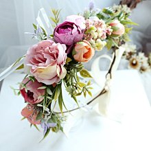 頭飾 髮飾 新娘頭飾 新娘花環 仿真花新娘花環 新娘旅拍花 伴娘頭飾 仿真玫瑰髮帶 花童花冠 婚禮花環 歷史價格詳細信息