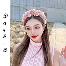 Dark.Q KU 山茶花粗呢髮箍海綿發箍粗呢混色花朵輕奢華麗水鑽重工高顱頂大牌感海綿寬版髮箍 歷史價格詳細信息