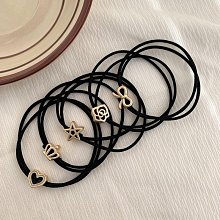 皮筋女扎頭髮高彈力髮圈頭花耐用黑色髮圈高級感發圈髮飾精緻頭飾 歷史價格詳細信息