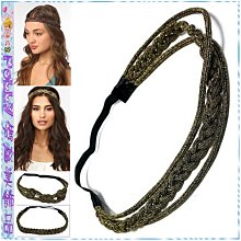 ☆POLLY媽☆歐美進口金蔥繩、絲線麻花/串珠繩三圈髮帶~黑色、金色、咖啡銅4款 歷史價格詳細信息