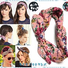 ☆POLLY媽☆歐美進口花卉圖案雪紡紗扭結/寬版上下雙層髮帶~4款 歷史價格詳細信息