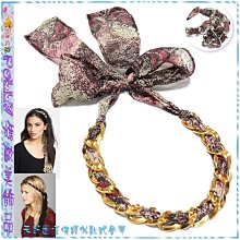 ☆POLLY媽☆歐美進口金色咖啡色串珠花朵葉片麂皮繩麻花髮帶 歷史價格詳細信息