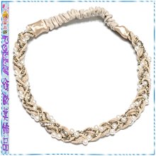 ☆POLLY媽☆歐美進口珍珠花芯淡金色花朵鏈條髮帶 歷史價格詳細信息