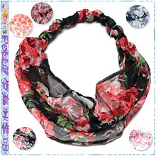 ☆POLLY媽☆歐美進口花卉圖案雪紡紗扭結/寬版上下雙層髮帶~4款 歷史價格詳細信息