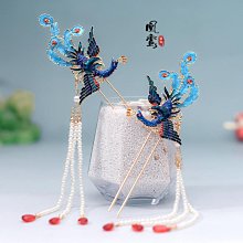 燒藍發簪明制發飾鳳凰合金簪子古裝盤發配飾保色古風發釵漢服頭飾 歷史價格詳細信息